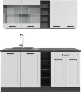 Vicco Küchenzeile Einbauküche Küchenschränke R-Line Landhaus Küchenmöbel (Anthrazit-Weiß, Single 160 cm)