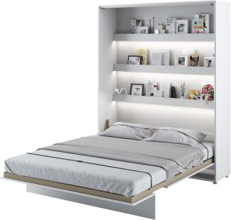 MEBLINI Schrankbett Bed Concept - Wandbett mit Lattenrost - Klappbett mit Schrank - Wandklappbett - Murphy Bed - Bettschrank - BC-12 - 160x200cm Vertikal - Weiß Hochglanz/Weiß