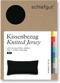 Schlafgut Knitted Jersey Bettwäsche | Kissenbezug einzeln 40x80 cm | off-black