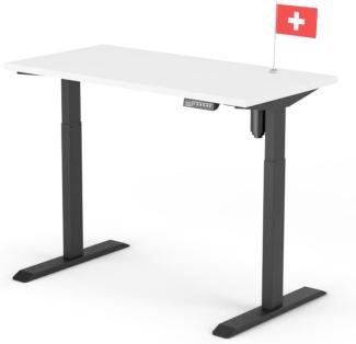 elektrisch höhenverstellbarer Schreibtisch ECO 120 x 60 cm - Gestell Schwarz, Platte Weiss