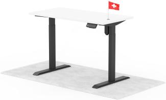 elektrisch höhenverstellbarer Schreibtisch ECO 120 x 60 cm - Gestell Schwarz, Platte Weiss