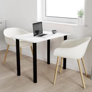 60x40 | Esszimmertisch - Esstisch - Tisch mit SCHWARZEN Beinen - Küchentisch - Bürotisch | Weiss