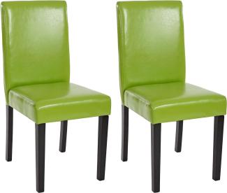 2er-Set Esszimmerstuhl Stuhl Küchenstuhl Littau ~ Kunstleder, grün, dunkle Beine