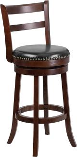 Flash Furniture Barhocker aus Cappuccino-Holz, mit Einer Leiter aus einem Lattenrost und schwarzem Leder, 76,2 cm hoch