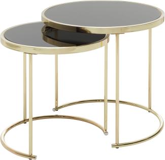 Wohnling Design Satztisch CARO schwarz / Gold Beistelltisch Metall / Glas