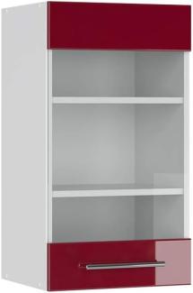 Vicco Küchenschrank Hängeschrank Unterschrank Küchenzeile Hochglanz Fame-Line (Bordeaux Hochglanz, Hängeglasschrank 40 cm)