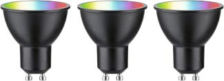 Paulmann 29153 Standard 230V Smart Home Zigbee LED Reflektor GU10 3x350lm 3x4,8W RGBW+ dimmbar Schwarz matt Leuchtmittel