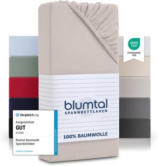 Blumtal® Basics Jersey Spannbettlaken 140x200cm -Oeko-TEX Zertifiziert, 100% Baumwolle Bettlaken, bis 7cm Topperhöhe, Elfenbein