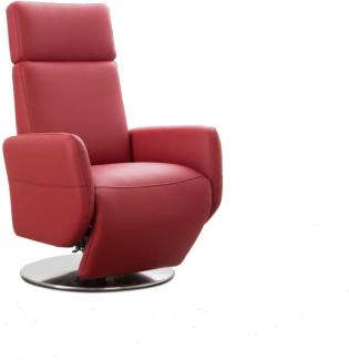 Cavadore TV-Sessel Cobra / Fernsehsessel mit Liegefunktion, Relaxfunktion / Stufenlos verstellbar / Ergonomie L / Belastbar bis 130 kg / 71 x 112 x 82 / Echtleder Rot