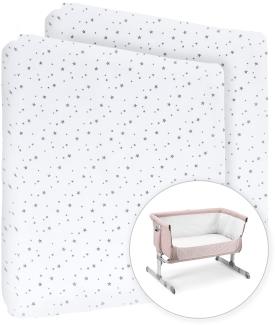 Baby Comfort Spannbetttuch für Kinderbett, 100 % Baumwolle, für 83 x 50 cm, kleine Sterne, 2 Stück