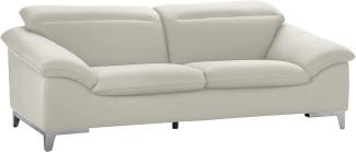 Mivano Ledercouch Teresa, Modernes 2-Sitzer-Sofa mit verstellbaren Kopfstützen, 218 x 84 x 109, Kunstleder Weiß