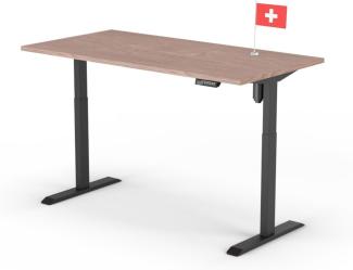 elektrisch höhenverstellbarer Schreibtisch ECO 160 x 80 cm - Gestell Schwarz, Platte Walnuss