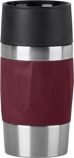 EMSA Travel Mug Compact Thermobecher, Isolierbecher, Isobecher, Thermo Becher, Edelstahl / Silikon, Weinrot, 0. 3 L, N21609