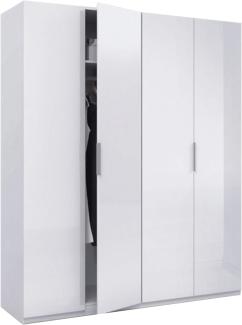Habitdesign Schrank mit 4 Türen, Maße 200 cm (Höhe) x 180 cm (Breite) x 52 cm (Tiefe), Holzwerkstoff, Glänzend Weiß, 200 x 180 x 52 cm