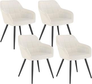 WOLTU 4 x Esszimmerstühle 4er Set Esszimmerstuhl Küchenstuhl Polsterstuhl Design Stuhl mit Armlehne, mit Sitzfläche aus Samt, Gestell aus Metall, Cremeweiß, BH93cm-4