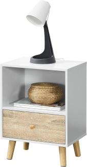 [en. casa] Beistelltisch Sundsvall 40x30x54cm mit Schublade Nachttisch mit Ablagefach Weiß/Eiche