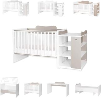 Lorelli Babybett Multi, Jugendbett, Schreibtisch, Wickeltisch, mehrfach umbaubar beige