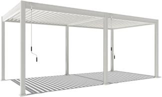 Weide Deluxe | Voll-Alu Pavillon | 3 x 6 M | Lamellendach weiß | Pergola freistehend