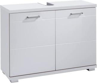 byLIVING Waschbeckenunterschrank NEBRASKA / Waschtisch Unterschrank stehend, in matt weiß Hochglanz weiß lackiert / 2-türig / B 80, H 59, T 31,5 cm