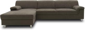 DOMO. collection Jamie Ecksofa, Sofa mit Schlaffunktion, Couch in L-Form, modernes Schlafsofa, grau, 251x150x72 cm