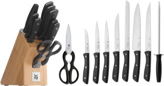 WMF Messerblock mit Messerset, 10-teilig, 7 Messer geschmiedet, 1 Schere, 1 Wetzstahl, 1 Block aus Bambus, Spezialklingenstahl, Edelstahl-Nieten
