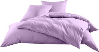 Mako-Satin Baumwollsatin Bettwäsche Uni einfarbig zum Kombinieren (Bettbezug 200 cm x 220 cm, Flieder) viele Farben & Größen