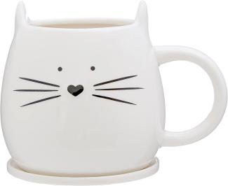 Premier Housewares Elfenbein Katze Becher & Covaster, 380ml