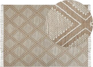 Teppich Baumwolle beige weiß 140 x 200 cm Kurzflor KACEM