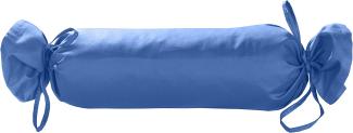 Mako Satin / Baumwollsatin Nackenrollen Bezug uni / einfarbig hellblau 15x40 cm mit Bändern