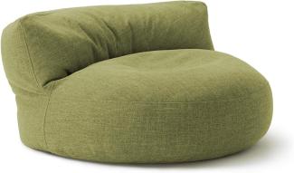 Lumaland Interior Line Sitzsack-Lounge, Rundes Sitzsack-Sofa für drinnen, 320l Füllung, 90 x 50 cm, Leinen Look and Feel, Lime