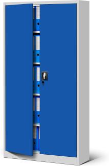 Jan Nowak Büroschrank C001 Aktenschrank Lagerschrank Mehrzweckschrank Metallschrank 4 Fachböden Pulverbeschichtung Stahlblech 185 cm x 90 cm x 40 cm (grau/blau-2)
