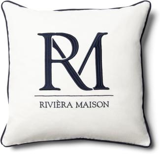 Riviera Maison Kissenhülle RM Monogram Pillow Cover Weiß (50x50cm) 557580