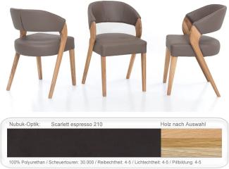 6x Stuhl Alani 1 Varianten Polsterstuhl Esszimmerstuhl Massivholzstuhl Eiche natur geölt, Scarlett espresso