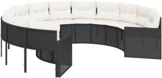 Gartensofa mit Kissen Rund Schwarz Poly-Rattan 3318531