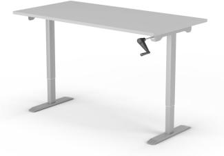 manuell höhenverstellbarer Schreibtisch EASY 160 x 80 cm - Gestell Grau, Platte Grau
