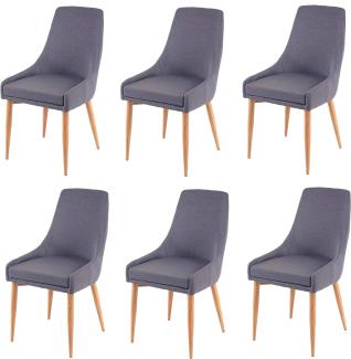 6er-Set Esszimmerstuhl HWC-B44 II, Stuhl Küchenstuhl Retro Design ~ Stoff/Textil dunkelgrau