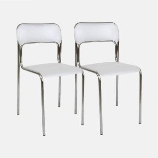 Dmora 2er-Set moderne Stühle aus Metall und Polypropylen, für Esszimmer, Küche oder Wohnzimmer, 43x45h81 cm, Sitzhöhe 48 cm, Farbe Weiß