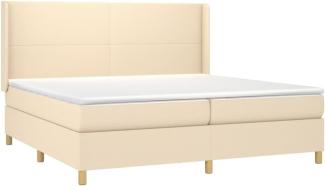 vidaXL Boxspringbett mit Matratze Creme 200x200 cm Stoff, Härtegrad: H2 [3131862]