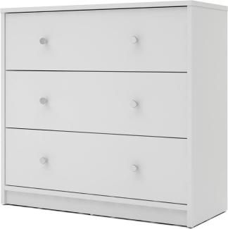 Tvilum Kommode mit drei Schubladen, weiße Farbe, 72,4 x 68,3 x 30,1 cm