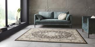 Orientalischer Kurzflor Teppich Skazar Isfahan Creme Braun - 80x150x0,9cm