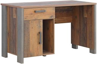 'Clif' Schreibtisch mit Schubladen und Fach, natur, 126,5 x 73,5 x 60 cm