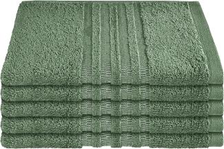 Schiesser Frottier Gästetücher Milano im 5er Set aus Flauschiger, hautfreundlicher Baumwolle, Made IN Green, Farbe:Dunkelgrün, Größe:30 x 50 cm