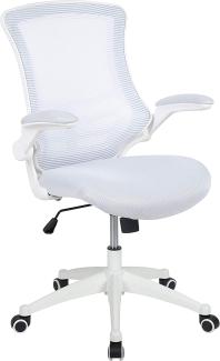 Flash Furniture Bürostuhl mit mittelhoher Rückenlehne – Ergonomischer Schreibtischstuhl mit hochklappbaren Armlehnen und Netzstoff – Perfekt für Home Office oder Büro – Weiß
