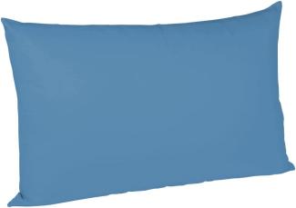2 Stück Fleuresse Mako-Satin Kissenbezüge 40x60 cm uni mit RV DP 6072 meeresblau