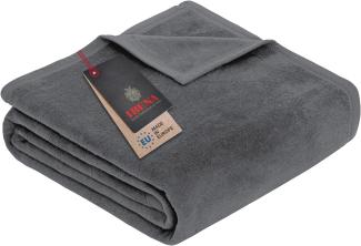 Ibena Porto XXL Decke 180x220 cm – Baumwollmischung weich, warm & waschbar, Tagesdecke grau einfarbig