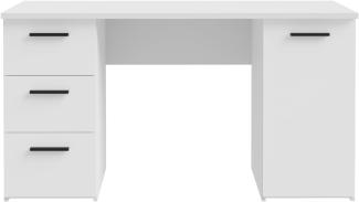 FORTE NET307 Schreibtisch, Engineered Wood, weiß, 138,2x75,3x60