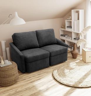 DOMO. collection Relax Couch | Dauerschläfer Boxspring Sofa mit Schlaffunktion | 2-Sitzer Schlafsofa Gästebett | 168 x 96 x 86 cm | dunkelgrau