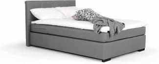 Mivano Beast Boxbett, Komfortables Bett mit Durchgehender Matratze (H3) und Topper, Flachgewebe Jam Grau, Liegefläche 120 x 200 cm