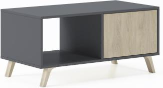Skraut Home – Couchtisch – 45 x 92 x 50 cm – niedriger Tisch ideal für Wohn- oder Esszimmer – Windmodell – widerstandsfähiges Holz – Hilfsmöbel – Grau/Puccini-Finish