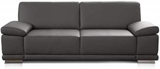 CAVADORE 2,5-Sitzer Sofa Corianne in Kunstleder / Kleine Leder-Couch in hochwertigem Kunstleder und modernem Design / Mit Armteilfunktion / 191 x 80 x 99 / Kunstleder grau